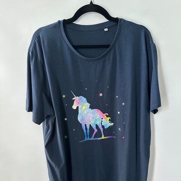 3XL Blue Shimmering Unicorn Stanley Stella Tee 100% Cotton - Picture 1 of 5